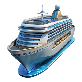 magnificent minimalist Modern Cruise Ship on Open Water Isolated Element original png