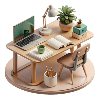 magnificent classic Modern Desk Workspace Flatlay Transparent Background png