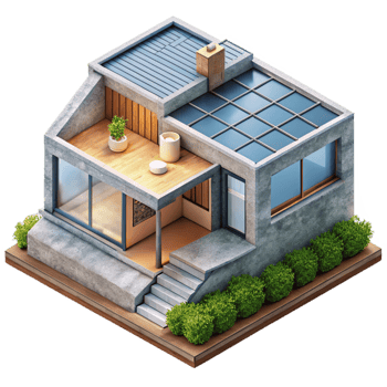 dramatic modern Modern Eco House Blueprint Top View Isolated png