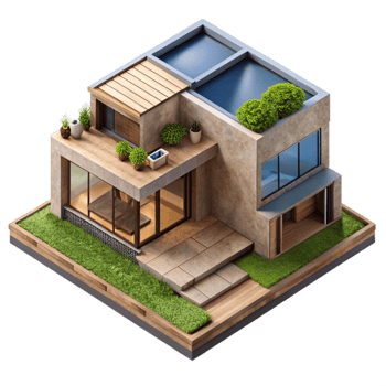 dramatic modern Modern Eco House Blueprint Top View Isolated premium png