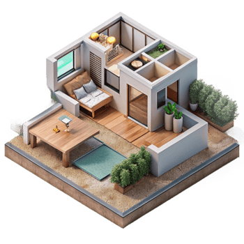 impressive creative Modern Eco House Floor Plan Isolated Element authentic png