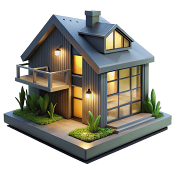 impressive minimalist Modern Eco House Night View Cutout with Lighting high resolution png