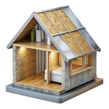 elegant minimalist Modern Eco House Section Cutout Showing Insulation original png