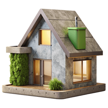 extraordinary vintage Modern Eco House Side View Isolated Element high resolution png