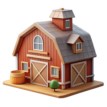 vibrant modern Modern Farmhouse with Barn Cutout Image professional png
