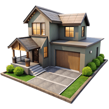 stunning classic Modern Home Exterior with Driveway Isolated high quality png