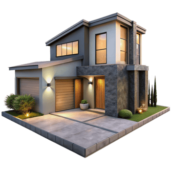 impressive modern Modern Home Exterior with Driveway Isolated high resolution png