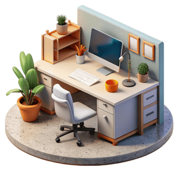 wonderful modern Modern Home Office Interior with Desk Isolated genuine png