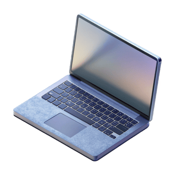 serene traditional Modern Laptop with Blank Screen Top View Transparent Background png