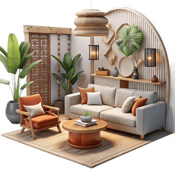 wonderful abstract Modern Living Room Interior Cutout Transparent Background detailed png