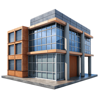extraordinary minimalist Modern Office Building Exterior Night View Transparent Background original png