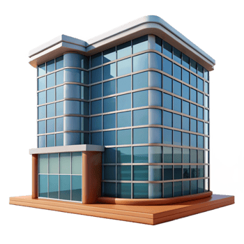 serene minimalist Modern Office Building Low Angle View Transparent Background premium png