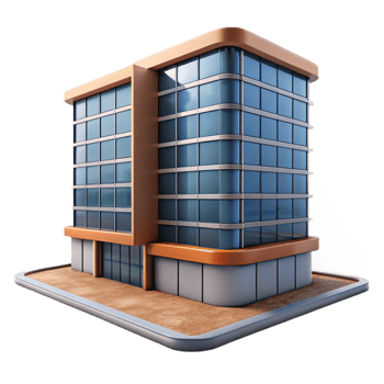 elegant vintage Modern Office Building Low Angle View Transparent Background original png