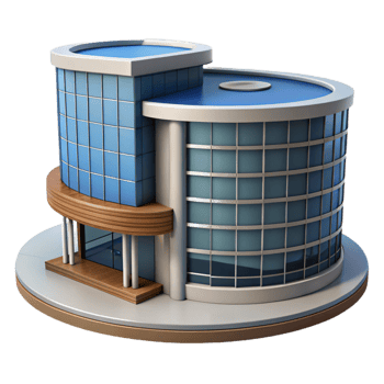 dramatic vintage Modern Office Building with Glass Facade Cutout exclusive png
