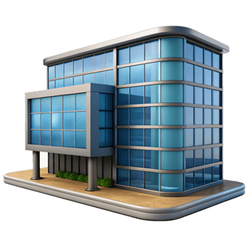 beautiful traditional Modern Office Building with Glass Facade Cutout original png