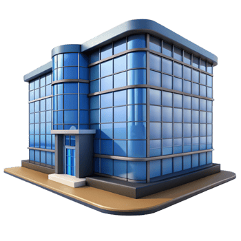 dramatic modern Modern Office Building with Glass Facade Cutout authentic png
