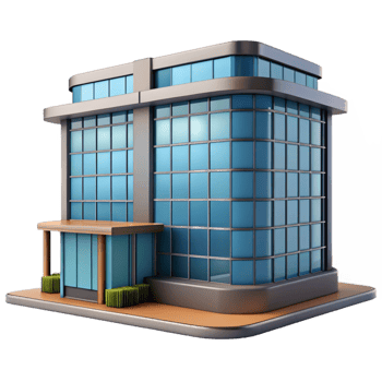 elegant traditional Modern Office Building with Glass Facade Cutout high resolution png