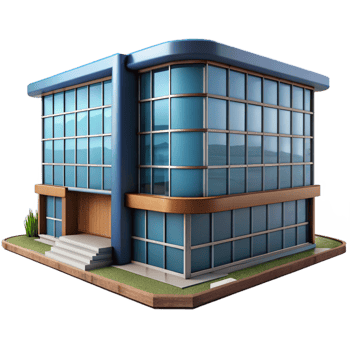 beautiful creative Modern Office Building with Glass Facade Cutout genuine png