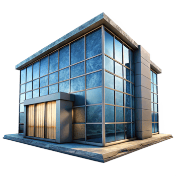 dramatic abstract Modern Office Building with Glass Facade Cutout high quality png