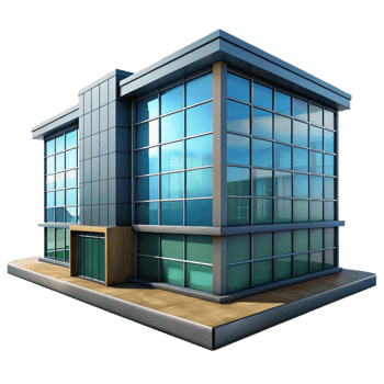 impressive modern Modern Office Building with Glass Facade Cutout detailed png
