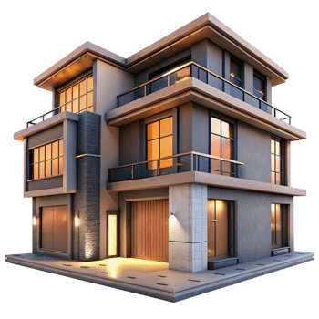 impressive vintage Modern Residential Building Daytime Lighting Isolated professional png