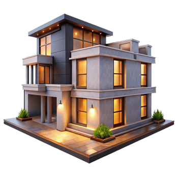 magnificent artistic Modern Residential Building Daytime Lighting Isolated png