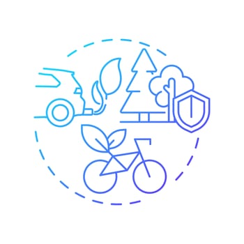 Traffic ecology blue gradient concept icon. Understanding environmental impact of vehicles. Transport management. Round shape line illustration. Abstract idea. Graphic design. Easy to use in brochure vector
