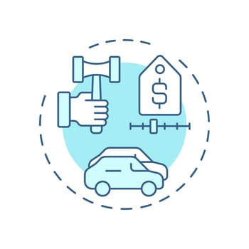 Wholesale dealer soft blue concept icon. Car auction, selling. Commerce, business. Round shape line illustration. Abstract idea. Graphic design. Easy to use in infographic, presentation vector
