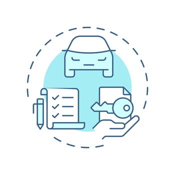 Vehicle title management soft blue concept icon. Documentation organization, compliance. Round shape line illustration. Abstract idea. Graphic design. Easy to use in infographic, presentation vector