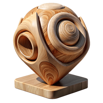 serene artistic Modern Sculpture Wood Material Isolated png