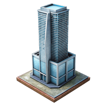 stunning creative Modern Skyscraper Cutout on Transparent Background high quality png