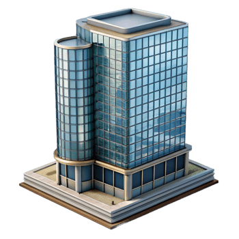 vibrant creative Modern Skyscraper with Glass Facade Isolated authentic png