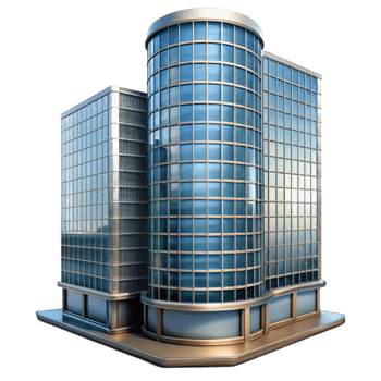 vibrant creative Modern Skyscraper with Reflective Glass Isolated png