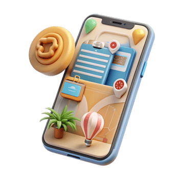 elegant traditional Modern Smartphone Showing Travel App Isolated detailed png