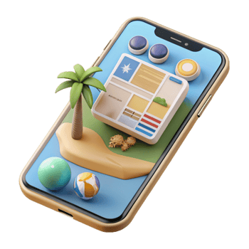elegant vintage Modern Smartphone Showing Travel App Isolated png