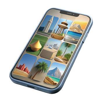 serene artistic Modern Smartphone Showing Travel App Isolated png