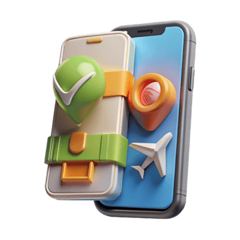 elegant abstract Modern Smartphone with Travel App Transparent Cutout authentic png