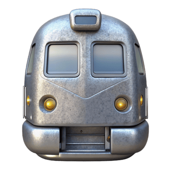 beautiful classic Modern Train Front View Silver Cutout high resolution png