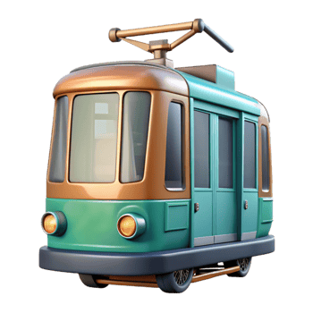 serene vintage Modern Tram Front View Red Cutout original png