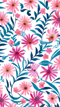 Watercolor Floral Pattern with Pink Flowers and leaf png