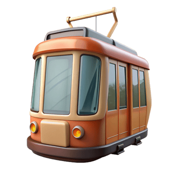 stunning rustic Modern Tram Front View Red Cutout original png