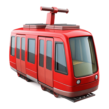 beautiful minimalist Modern Tram Front View Red Cutout premium png