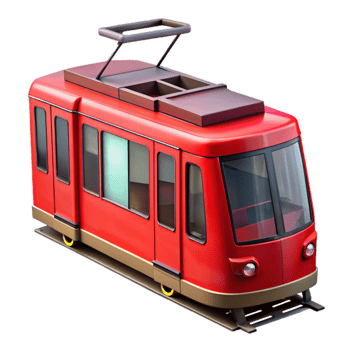 vibrant artistic Modern Tram Front View Red Cutout genuine png