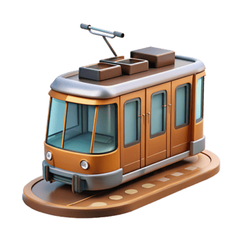 serene traditional Modern Tram in City Street Cutout Element professional png