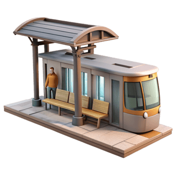 wonderful artistic Modern Tram Stop with Passengers exclusive png