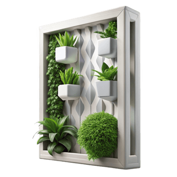 beautiful rustic Modern Vertical Garden Design White Frame professional png