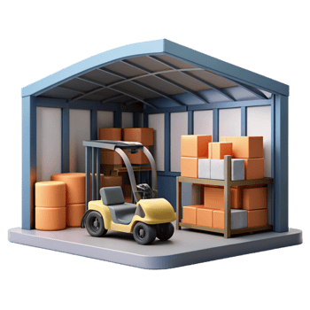 magnificent modern Modern Warehouse Interior with Forklift Cutout Element professional png