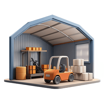 magnificent abstract Modern Warehouse Interior with Forklift Cutout Element png
