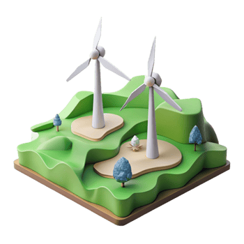 serene vintage Modern Wind Turbine Farm Cutout with Rolling Hills exclusive png