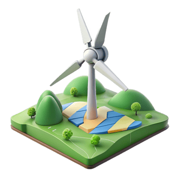 serene minimalist Modern Wind Turbine Farm Cutout with Rolling Hills genuine png